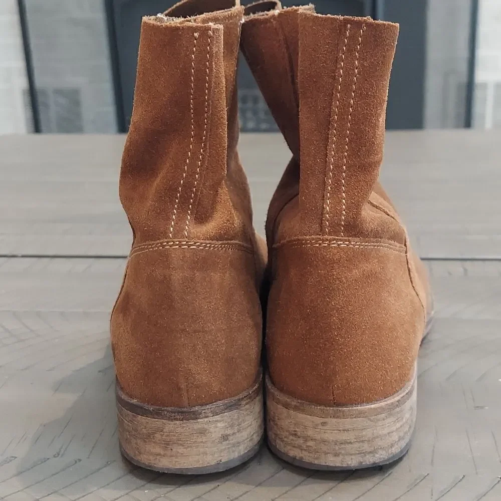 Sundance Catalog Caramel Slouchy Suede Pull-On Ankle Booties Sz 37